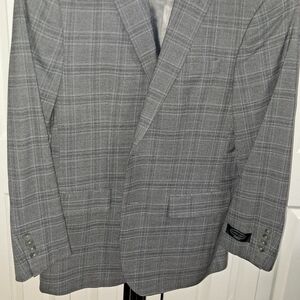 Pronto Uomo Men Suit Jacket, 40R, Grey plaid